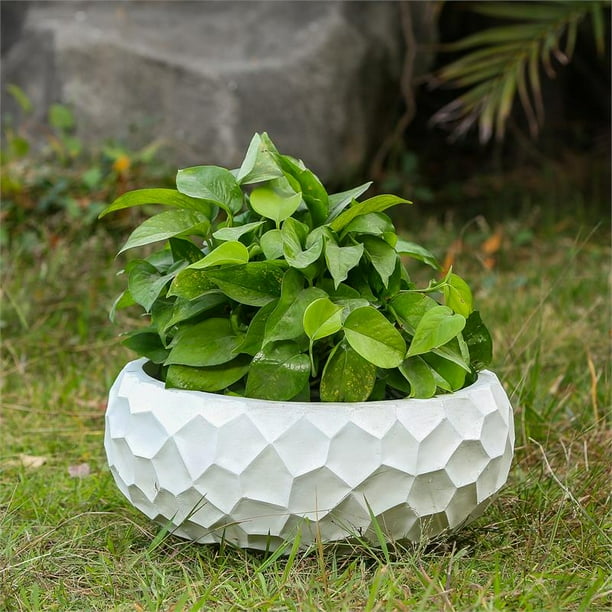 1 Pc of White Finish Round MgO Planter with Metal Holder 1 Pc of White Finish Round MgO Planter with Metal Holder